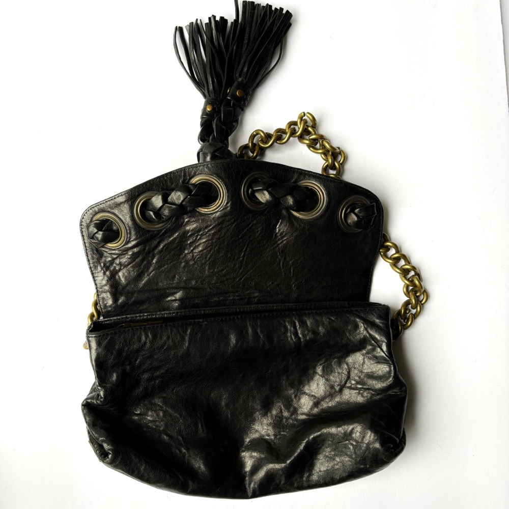Kooba Black Leather Bag with Gold Chain - Picture 5 of 16